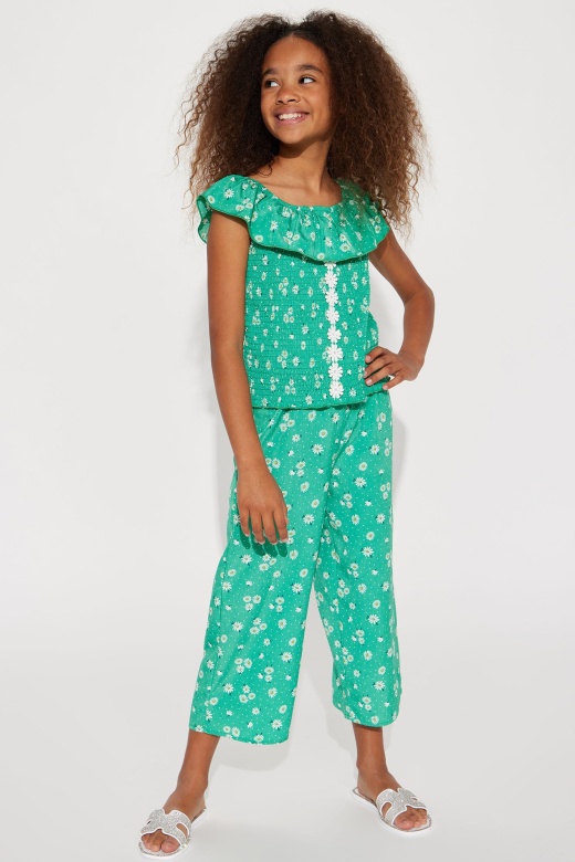 Mini Bouquet My Way Pant Set - Green