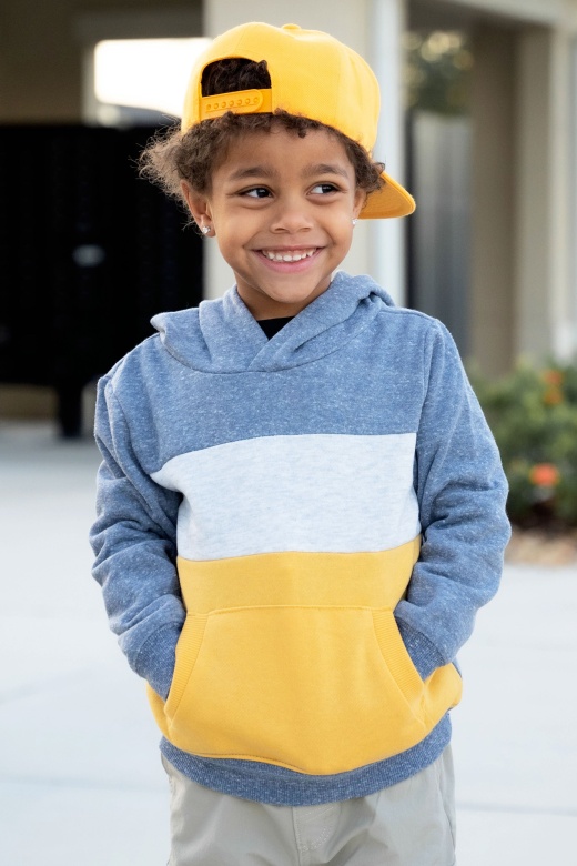 Mini Colorblocked You Out Hoodie - Blue/Combo
