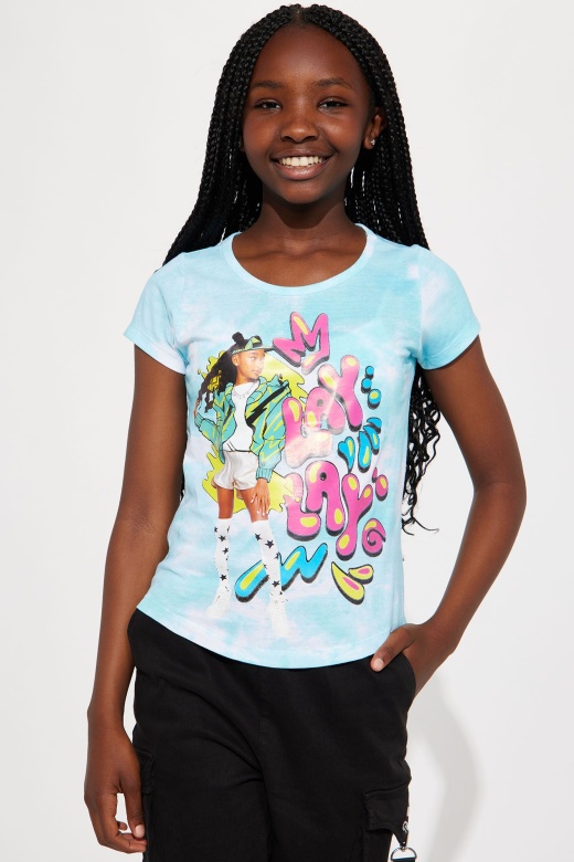 Mini Lay Lay Queen Tie Dye Short Sleeve Tee - Blue