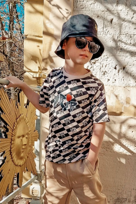 Mini Rose Drip Short Sleeve Tee - Black/White