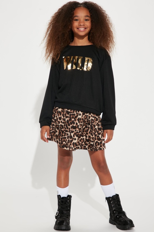 Mini Wild One Skirt Set - Brown/Combo