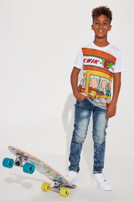 Mini Let's Ride Moto Skinny Jeans - Acid Wash Blue