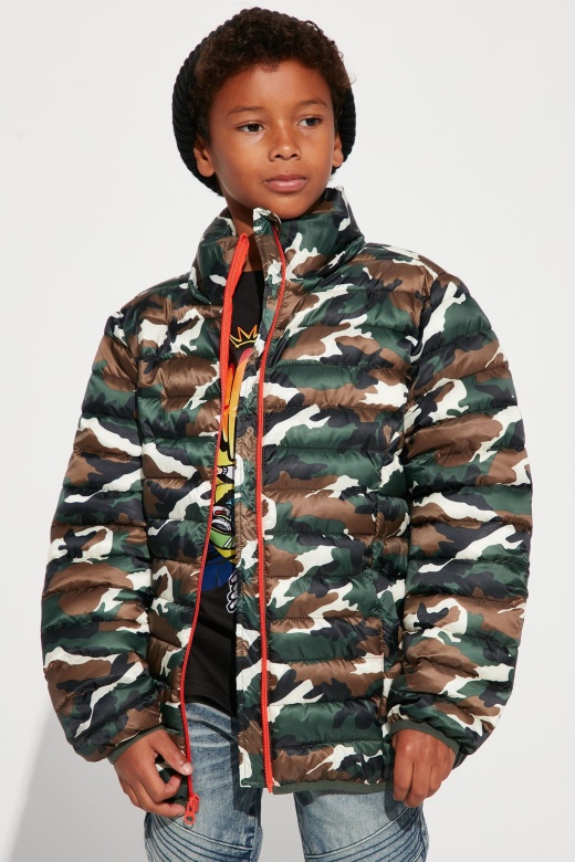 Mini Cayden Camo Puffer Jacket - Olive