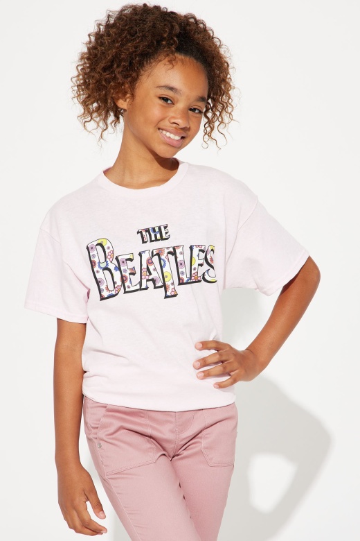 Mini The Beatles Floral Short Sleeve Tee - Pink