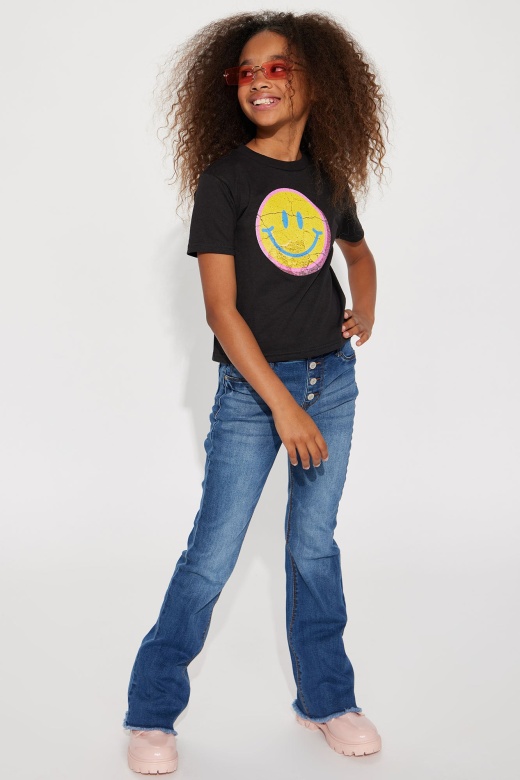 Mini Jeah Distressed Flare Jeans - Dark Denim