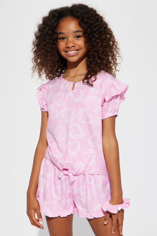 Mini Love In My Heart Short Set - Pink/combo