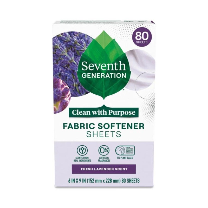Seventh Generation Lavender Natural Fabric Softener Sheets 80 Count