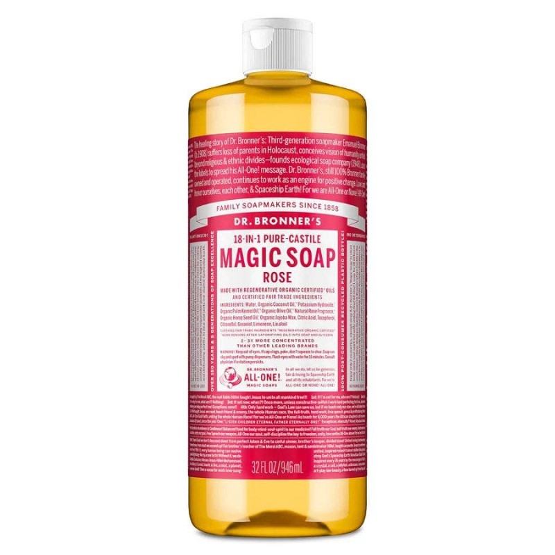 Dr. Bronner's 18-In-1 Pure-Castile Rose Magic Soap 32 Fl. Oz