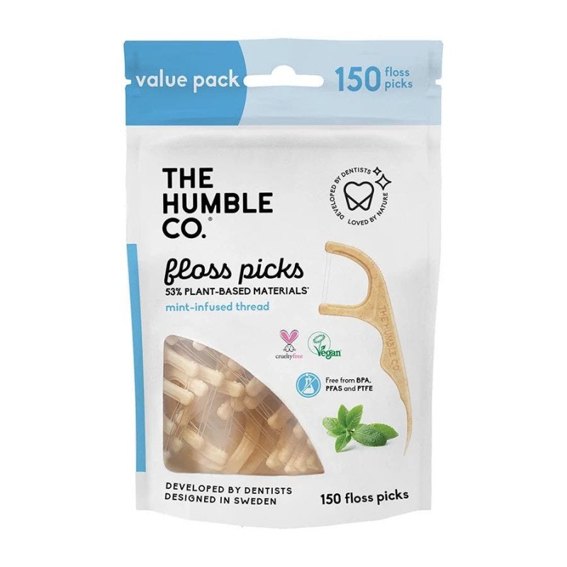 The Humble Co. Mint Dental Floss Picks 150 Pieces