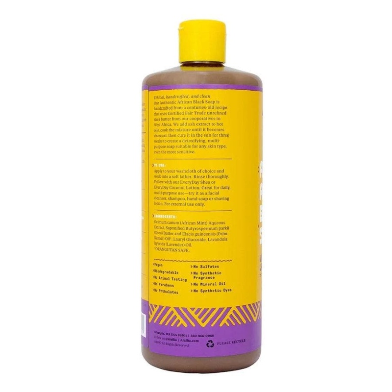 Alaffia Authentic African Black Soap Wild Lavender All-In-One Soap 32 Fl. Oz