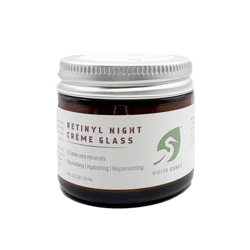 White Egret Retinyl Night Crème 2 Oz. Glass Jar - Revitalize Your Skin Overnight