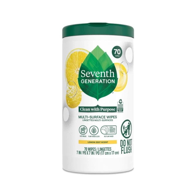 Seventh Generation Lemon Zest Multi-Surface Wipes 70 Count