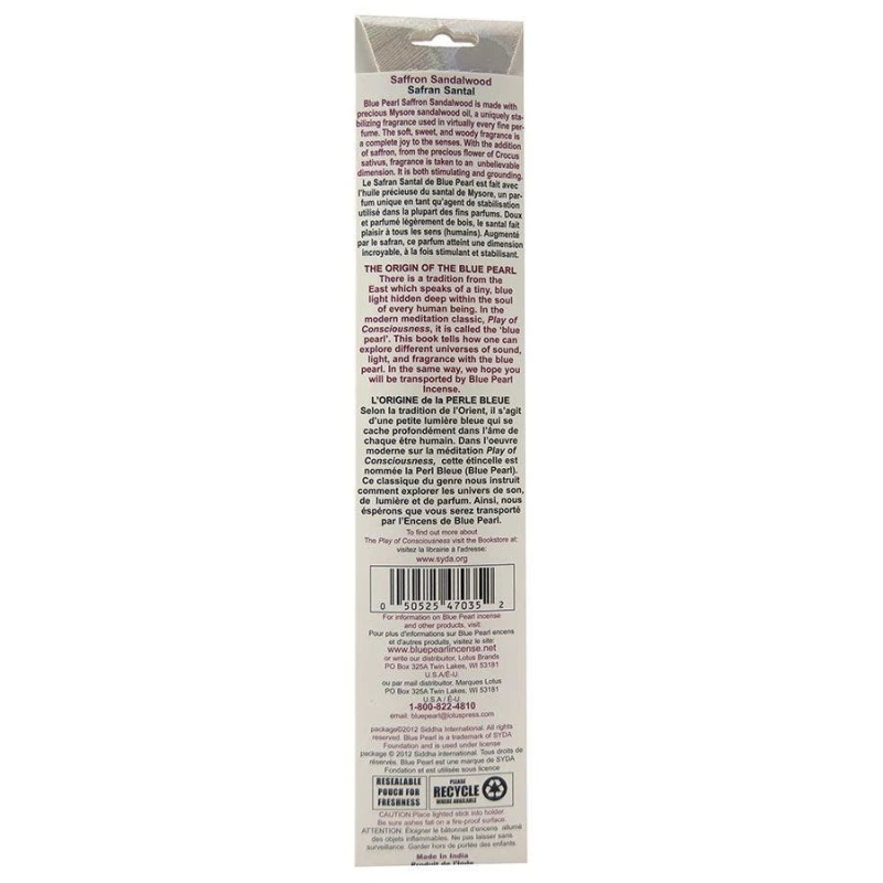 Blue Pearl Saffron Sandalwood Incense 10 Grams