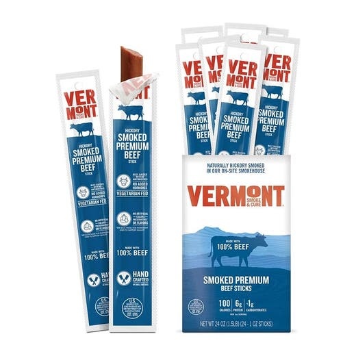 Vermont Smoke & Cure Hickory Smoked Premium Beef Meat Sticks 24 (1 Oz.) Sticks Per Box