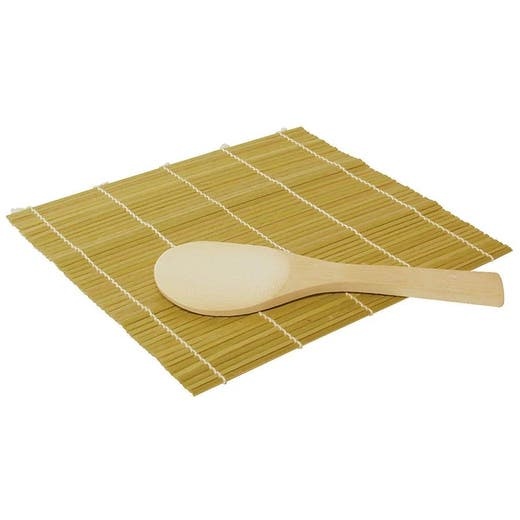 Helen's Asian Kitchen Sushi Mat With Bamboo Paddle