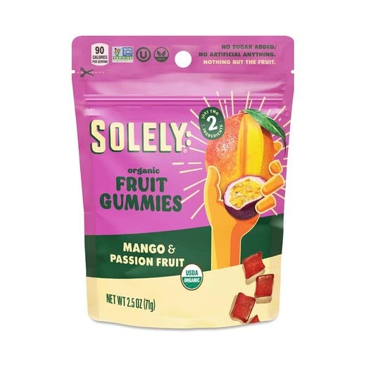 Solely Organic Mango & Passion Fruit Gummies 2.5 Oz