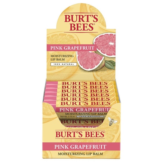 Burt's Bees Pink Grapefruit Lip Balm Display - 12 Tubes
