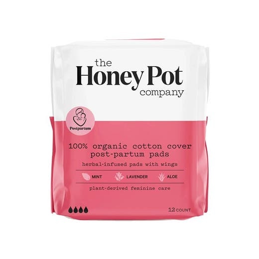 The Honey Pot Organic Cotton Cover Post-Partum Pads - 12 Count