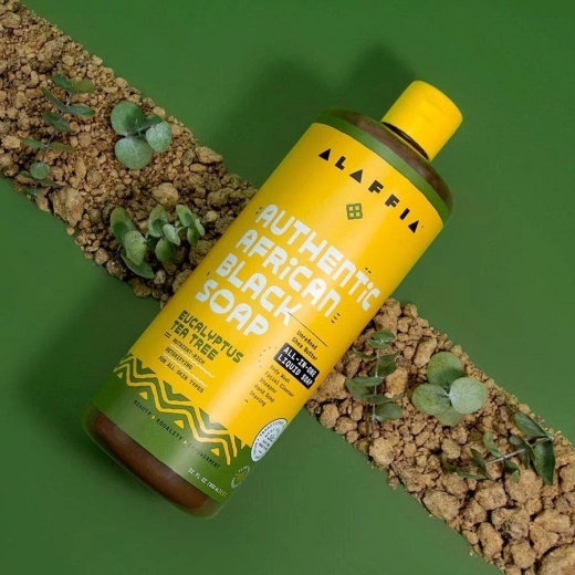 Alaffia Authentic African Black Soap Eucalyptus Tea Tree All-In-One Soap 32 Fl. Oz