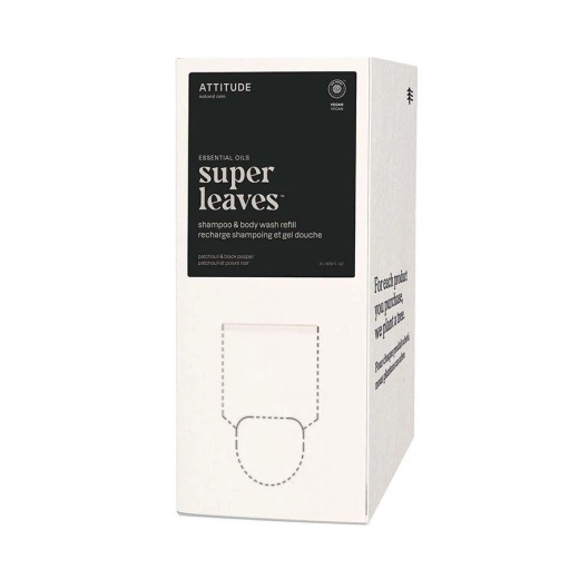 Attitude 2-In-1 Mens Super Leaves Patchouli And Black Pepper Shampoo And Bodywash Refill 67.62 Fl. Oz