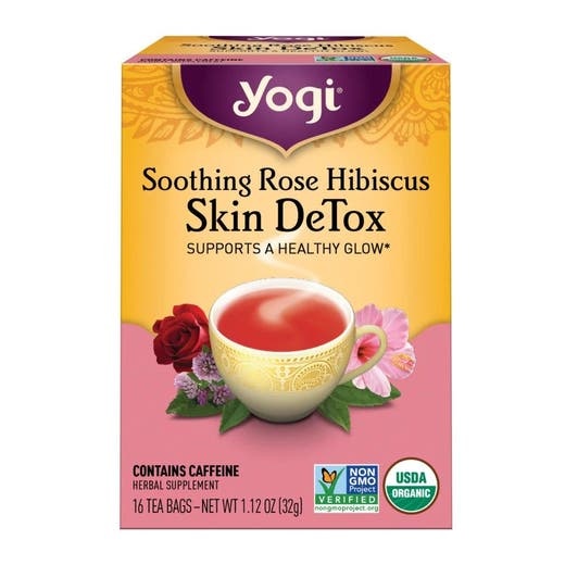 Yogi Tea Organic Soothing Rose Hibiscus Skin Detox Tea - 16 Tea Bags