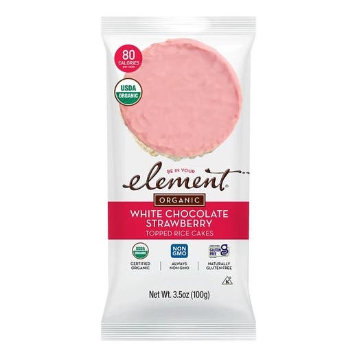 Element Snacks White Chocolate Strawberry Topped Rice Cakes 3.5 Oz