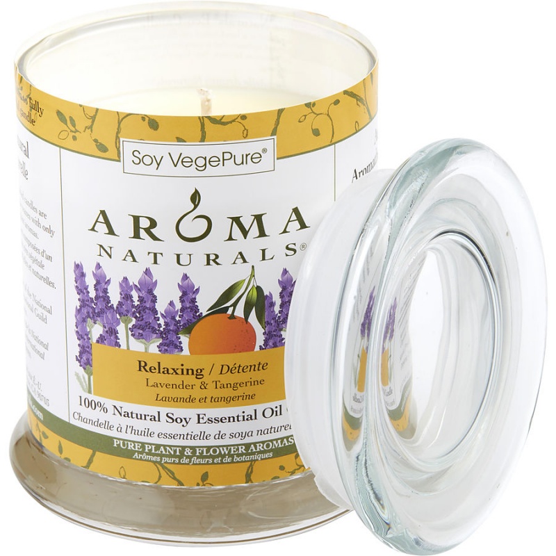 Relaxing Aromatherapy By Relaxing Aromatherapy One 3.7X4.5 Inch Medium Glass Pillar Soy Aromatherapy Candle. Combines The Essential Oils Of Lavender And Tangerine To Create A Fragrance That Reduces Stress. Burns Approx. 45 Hrs