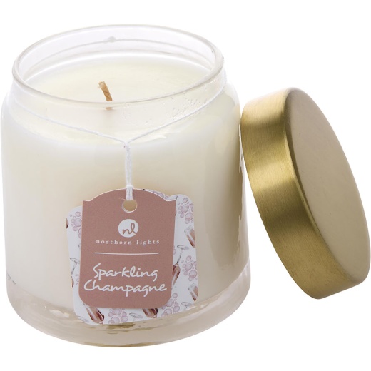 Sparkling Champagne Scented Soy Glass Candle 10 Oz by Northern Lights