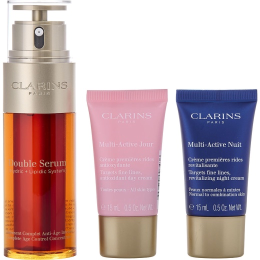 Clarins By Clarins Double Serum 50Ml + Multi-Active Day Cream Ast 15Ml + Multi-Active Night Cream N/C 15Ml + Double Serum Eye Sachet 0.9Ml --4Pcs Gift Set
