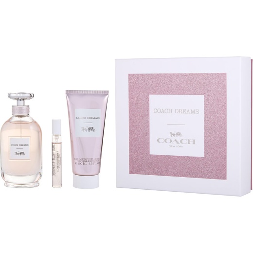 Coach Dreams Eau De Parfum Gift Set - 3 Oz Spray, 3.3 Oz Body Lotion & 0.25 Oz Mini