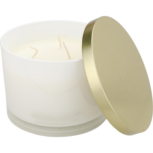 Lovery White Tea And Sage By Lovery 3 Wick Scented Soy Candle 13 Oz