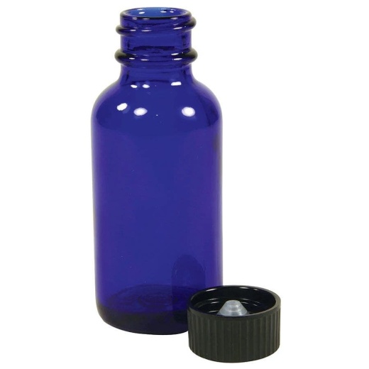 Cobalt Blue Boston Round Bottle With Cap 1 Oz. 6 Ct