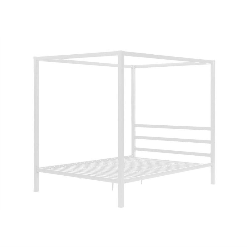 Full Size Modern White Metal Canopy Bed Frame
