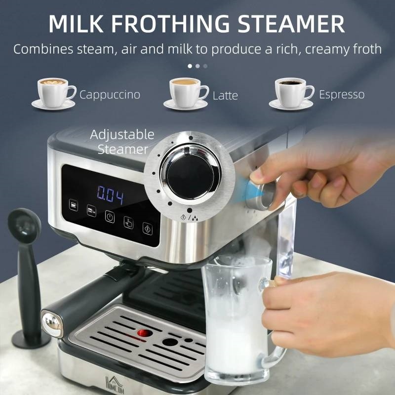 Home Kitchen Coffee Latte Cappuccino Espresso Machine With Milk Frother Wand