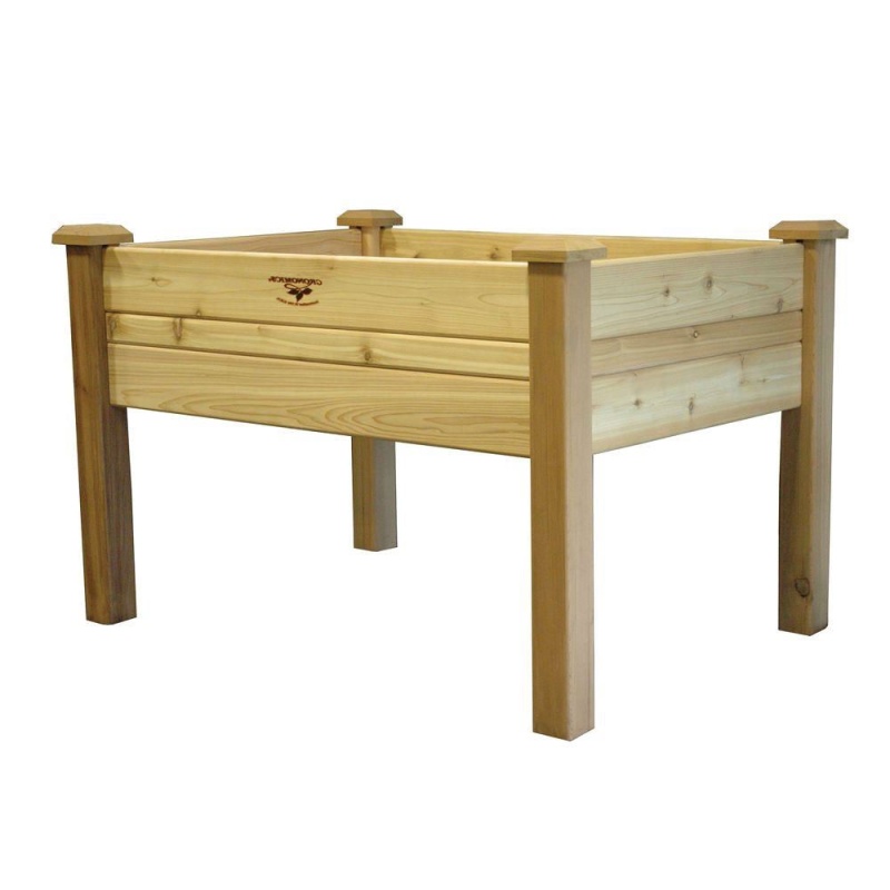 Elevated 2Ft X 4-Ft Cedar Wood Raised Garden Bed Planter Box - Unfinished