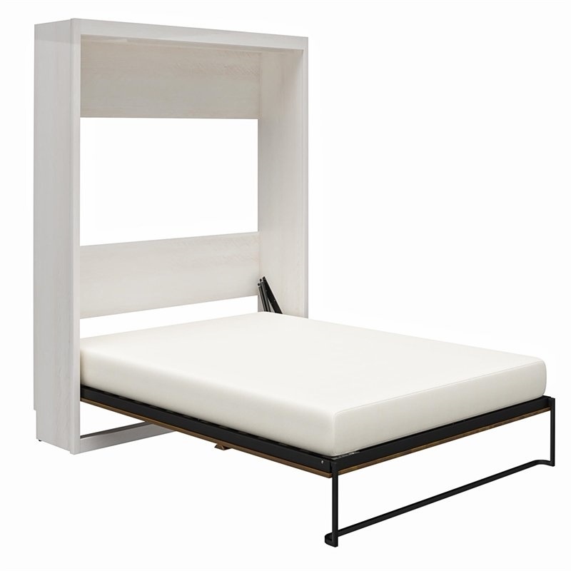 Full Size Murphy Bed Space Saving Wall Bed Frame In Ivory Oak Finish