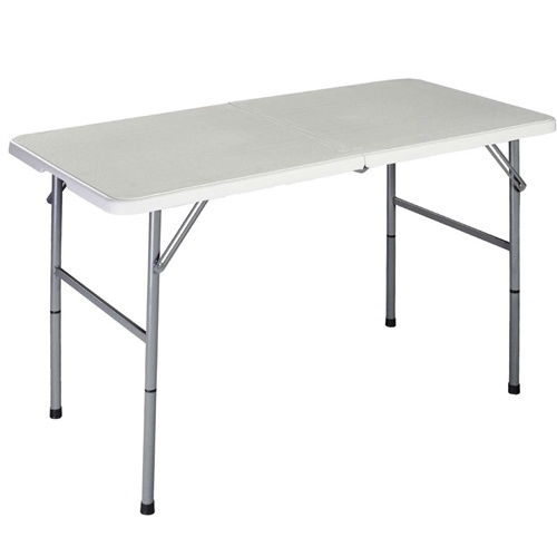 White Hdpe Plastic Heavy Duty Indoor Outdoor Folding Table With Steel Frame