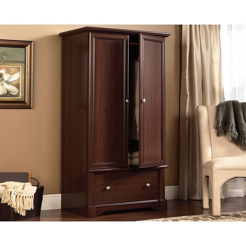 Rustic Cherry Drawer And Garment Rod Wardrobe Armoire