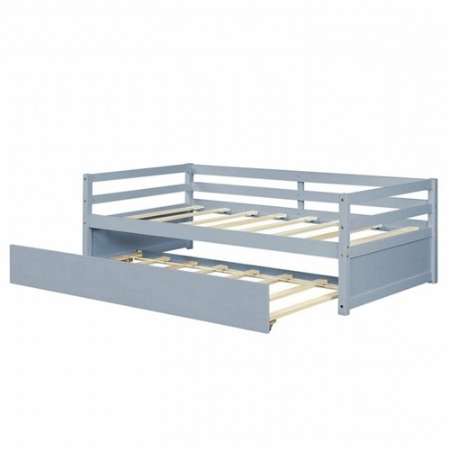 Twin Twin Dorm Style Trundle Daybed Platform Bed Frame In Grey