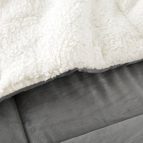 Queen Plush Microfiber Reversible Comforter Set In Grey