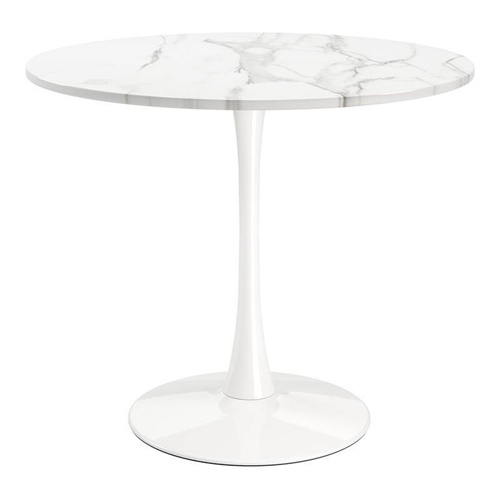 Modern Classic 35Inch Round Pedestal Dining Table Marble Top With