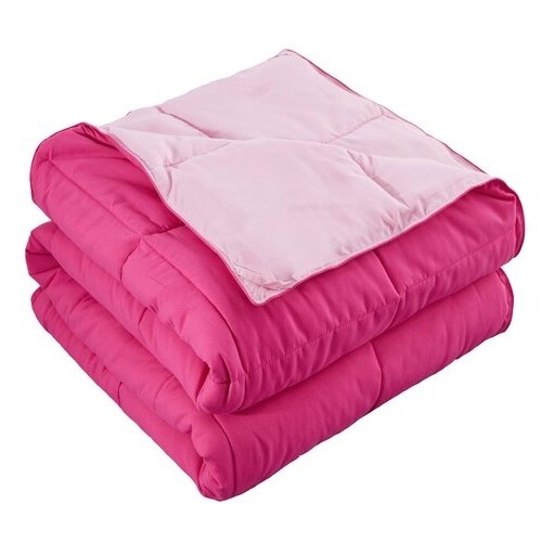 Full/Queen Traditional Microfiber Reversible 3 Piece Comforter Set In Pink