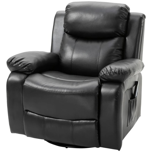 Adjustable Black Faux Leather Remote Massage Recliner Chair W/ Footrest