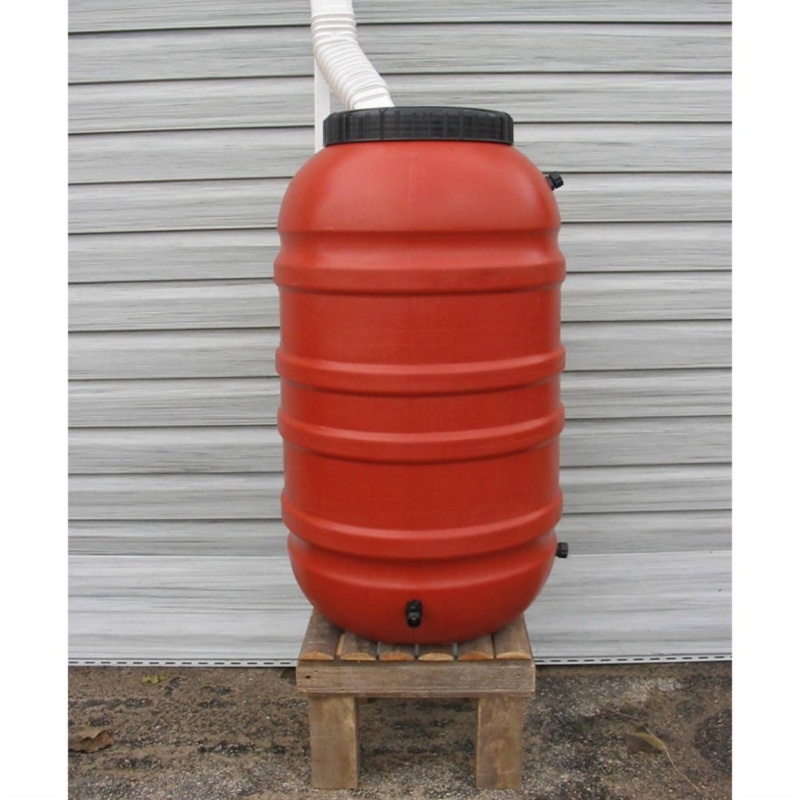 Terra Cotta Red Hdpe Plastic 55Gallon Rain Barrel With Spigot