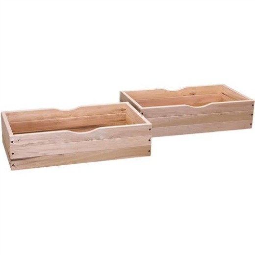 Set Of 2 - Solid Wood Rolling Storage Drawers For Under Bed - Made In Usa