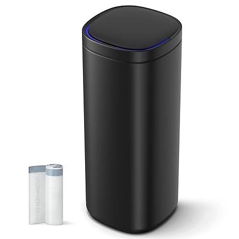 Black Motion Sensor Stainless Steel 13 Gallon Trash Can with Ozone Button