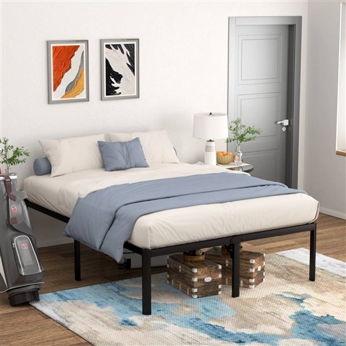 Full 18-Inch Rounded Edge Corners Metal Bed Frame with Under-Bed Storage Space