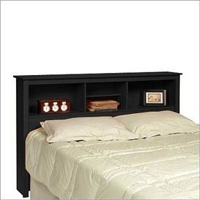 Queen-Size Storage Headboard in Black Finish