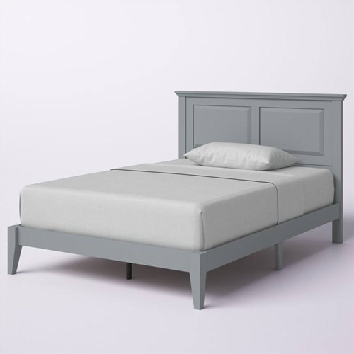 Full Traditional Solid Oak Wooden Platform Bed Frame With Headboard In Grey