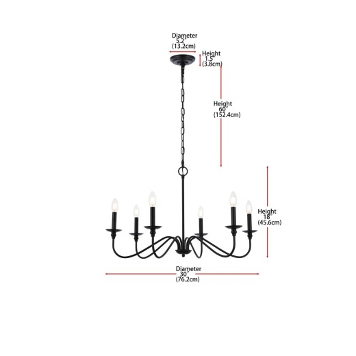30-Inch Contemporary Classic Dimmable 6-Light Chandelier In